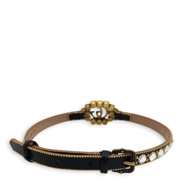 Crystal Black Choker in Calfskin, Crystals/Gold hardware - Image 3