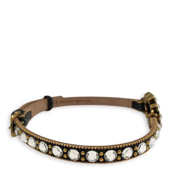Crystal Black Choker in Calfskin, Crystals/Gold hardware - Image 4