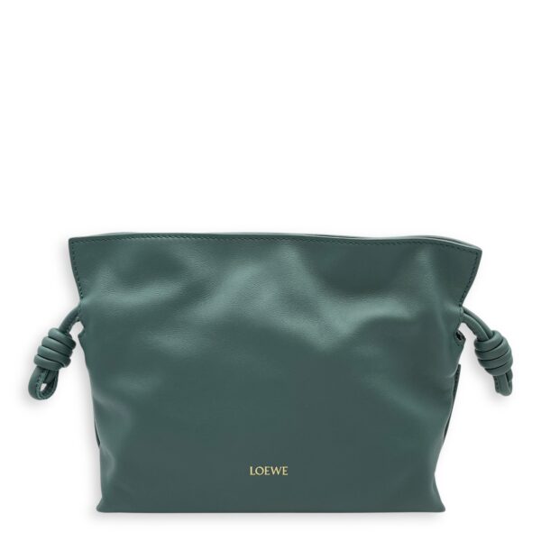 Flamenco Green Shoulder Bag in Nappa Leather, Gold hardware