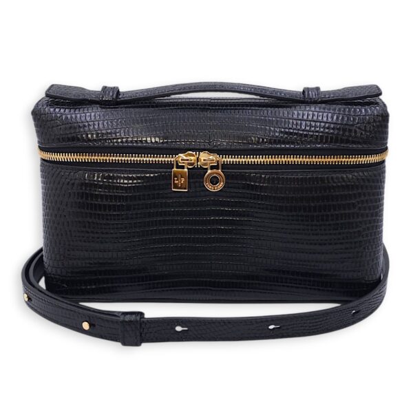 LP Extra Pocket 19 Black Shoulder Bag in Lizard, Gold hardware - Image 9