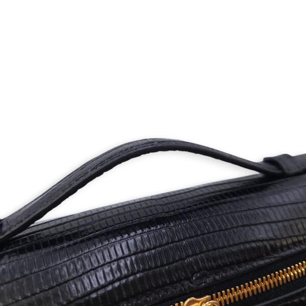 LP Extra Pocket 19 Black Shoulder Bag in Lizard, Gold hardware - Image 4