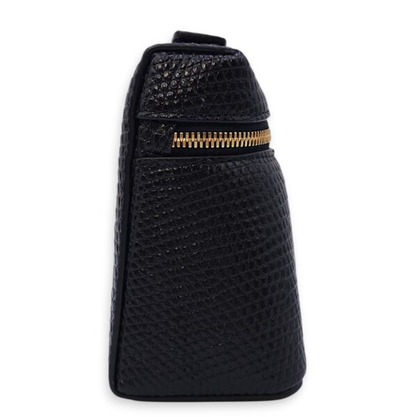 LP Extra Pocket 19 Black Shoulder Bag in Lizard, Gold hardware - Image 11