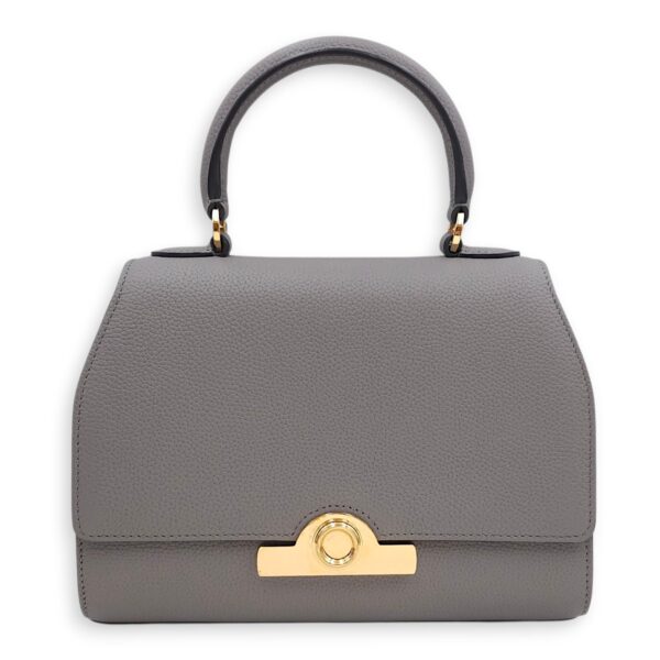 Rejane PM Grey Shoulder Bag in Calfskin, Gold hardware