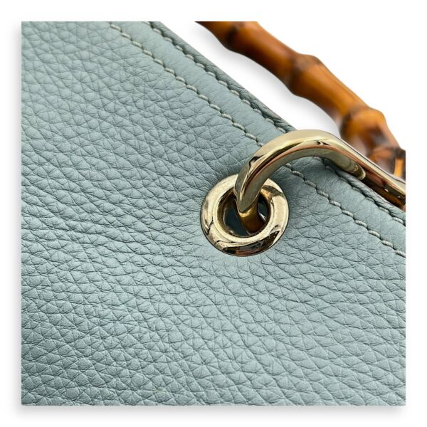 Bamboo Top Handle Bag Blue in Calfskin, Gold hardware - Image 16