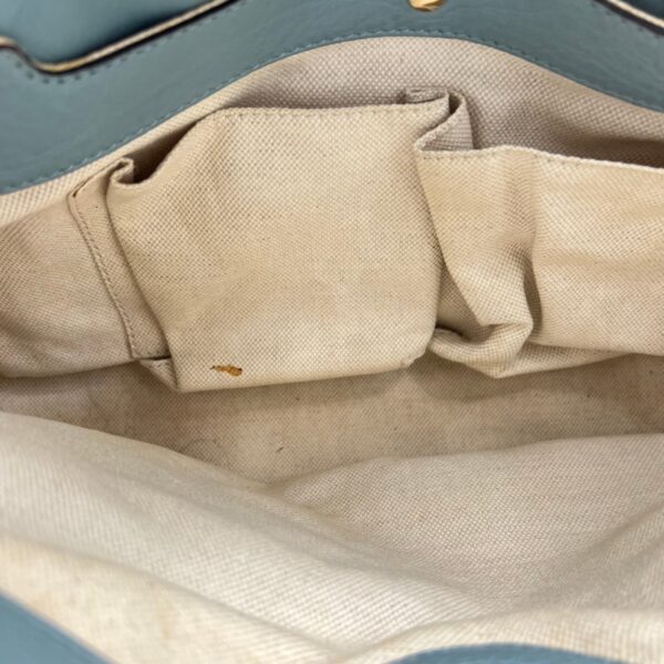 Bamboo Top Handle Bag Blue in Calfskin, Gold hardware - Image 17