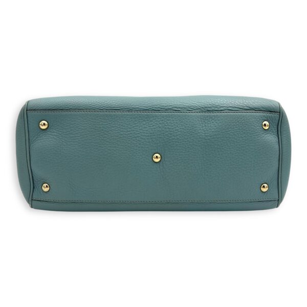 Bamboo Top Handle Bag Blue in Calfskin, Gold hardware - Image 6