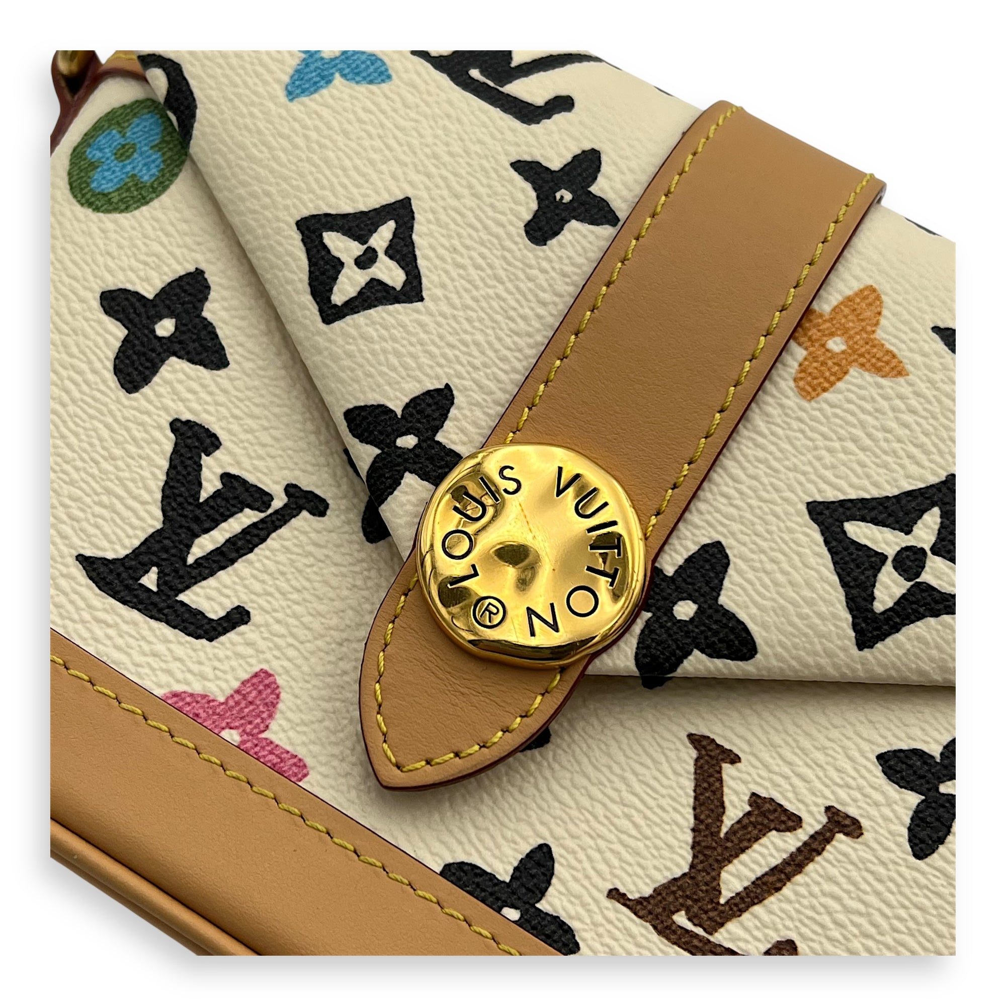 Craggy Wearable Wallet x Tyler The Creator Shoulder Bag White in Monogram Coated Canvas, Gold hardware - Image 12