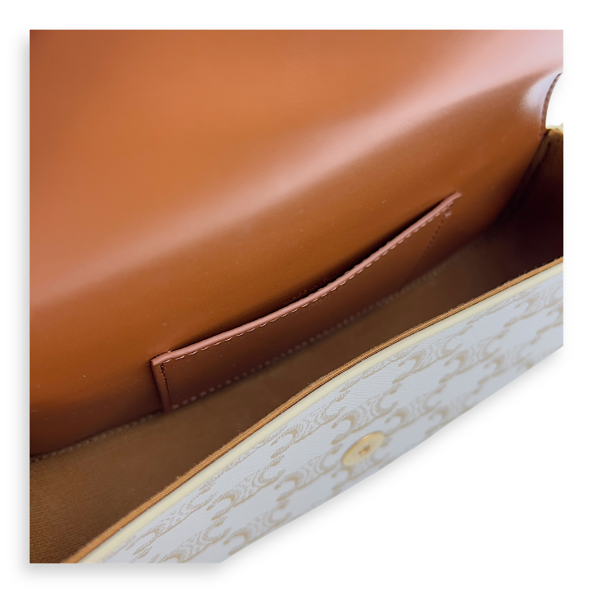 Tabou Shoulder Bag White in Coated Canvas, Gold hardware - Image 7