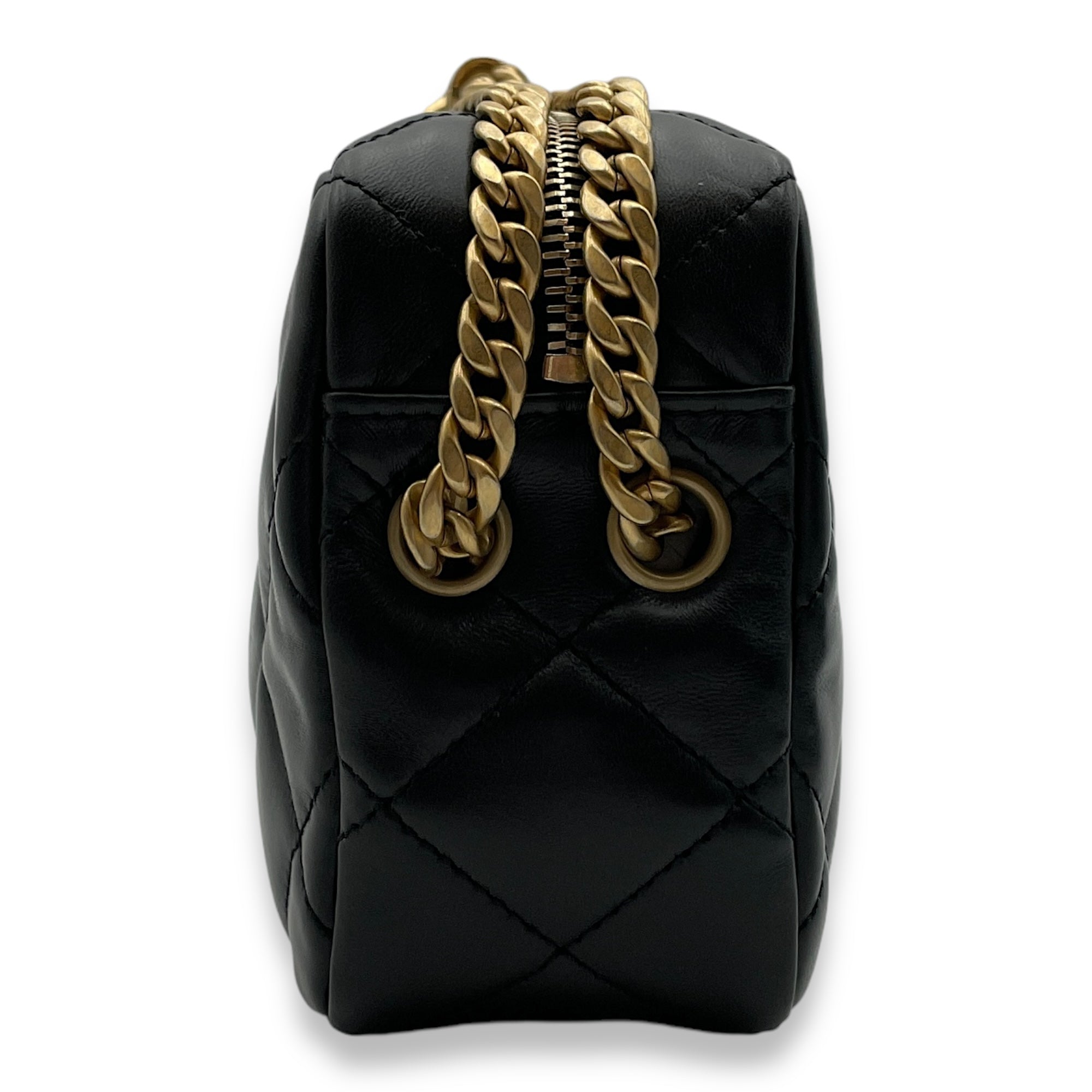 All Slide Camera Black Crossbody Bag in Lambskin, Gold hardware - Image 4