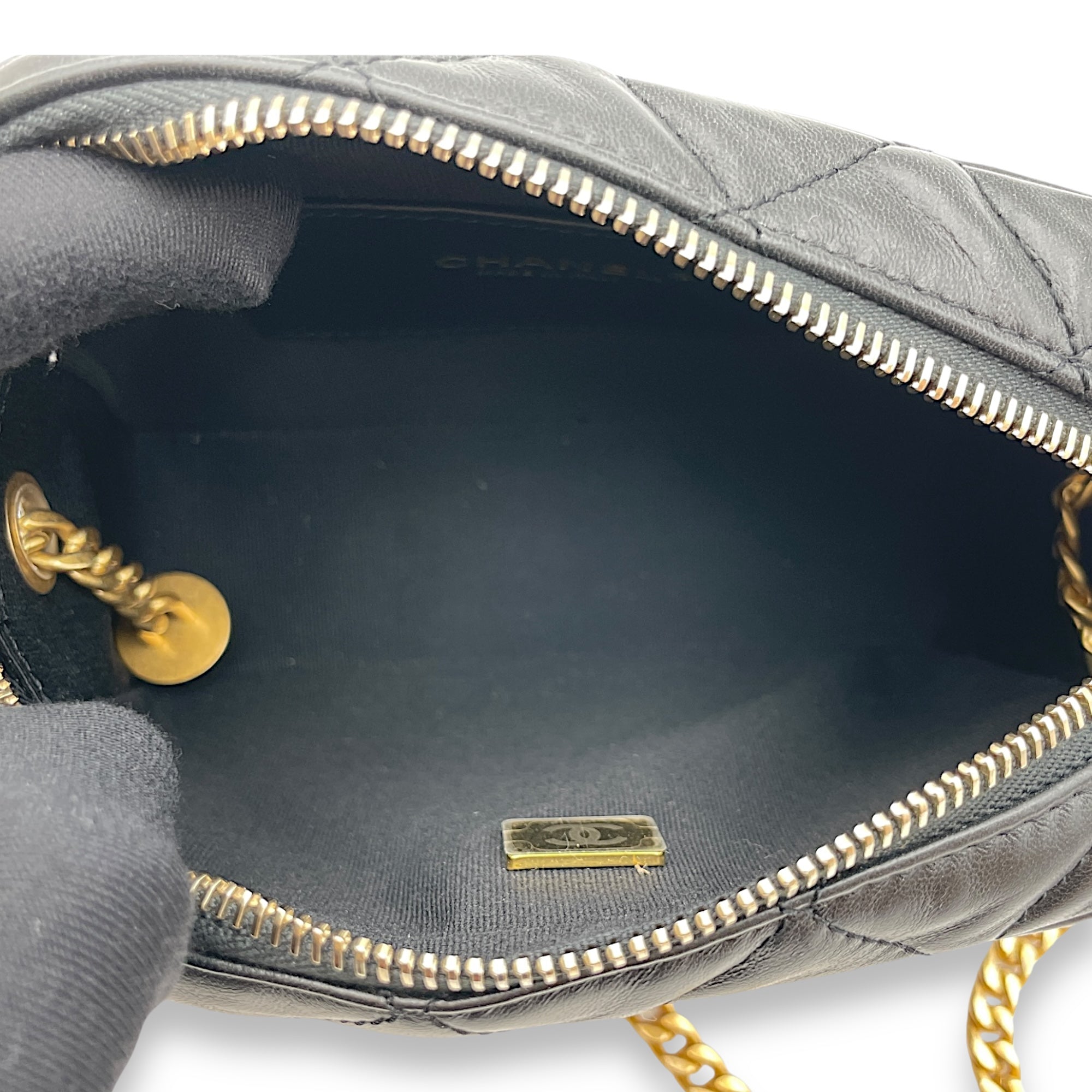 All Slide Camera Black Crossbody Bag in Lambskin, Gold hardware - Image 7