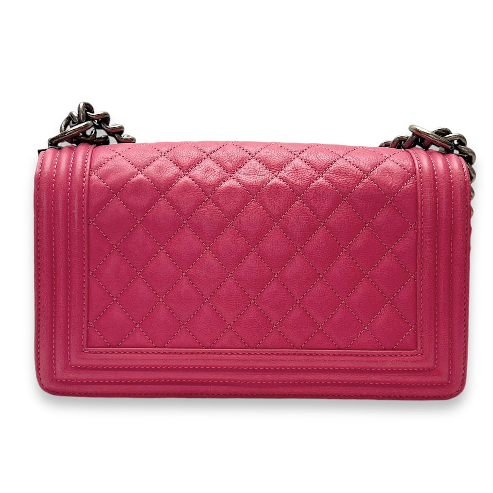 Boy Medium Pink Shoulder Bag in Calfskin, hardware - Image 3