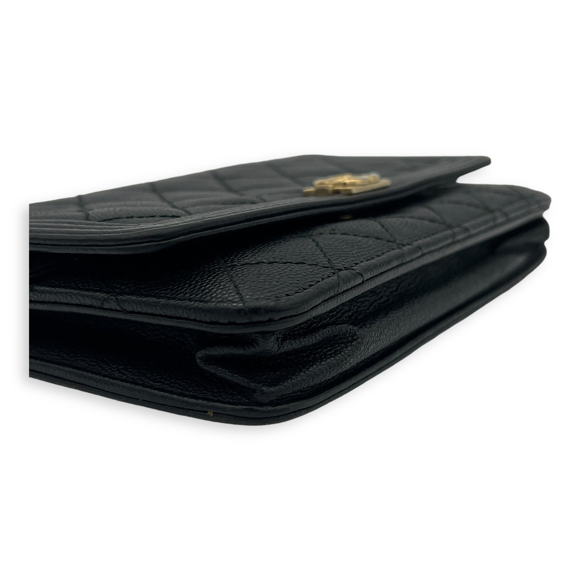 Boy Wallet On Chain Black in Caviar Leather, Gold hardware - Image 13