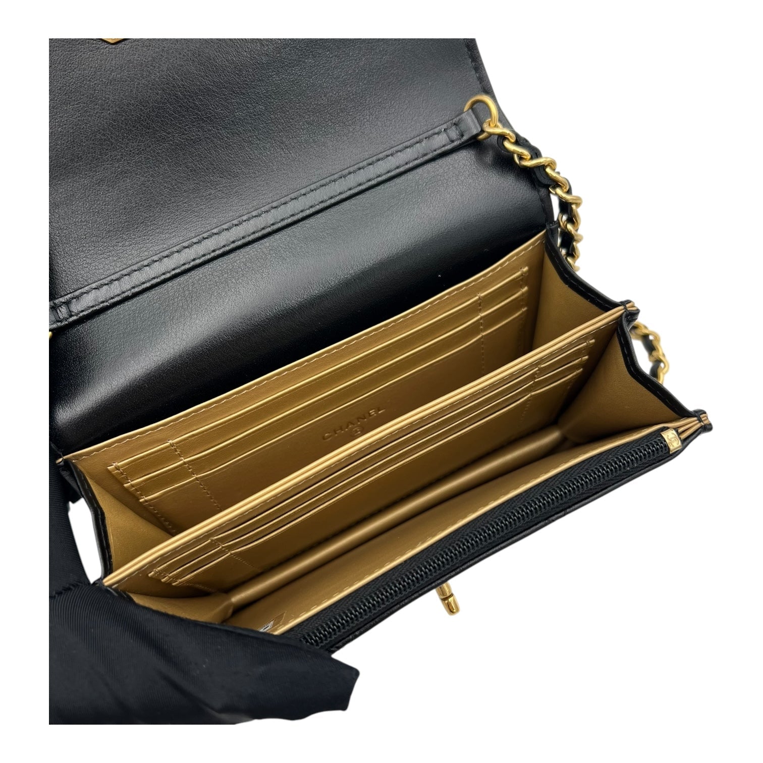 CC Clutch Black in Lambskin, Gold hardware - Image 11