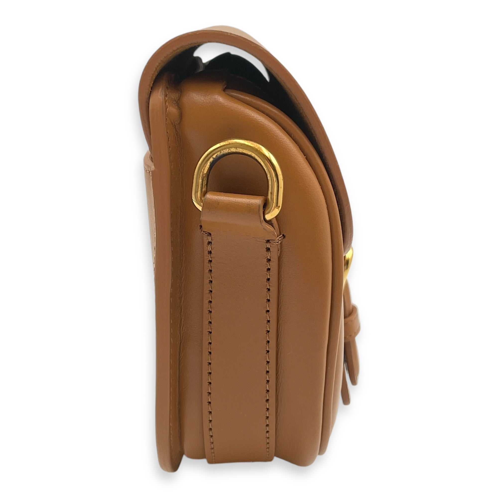 Bobby Small Camel Crossbody Bag in Smooth Calf, Gold hardware - Image 4