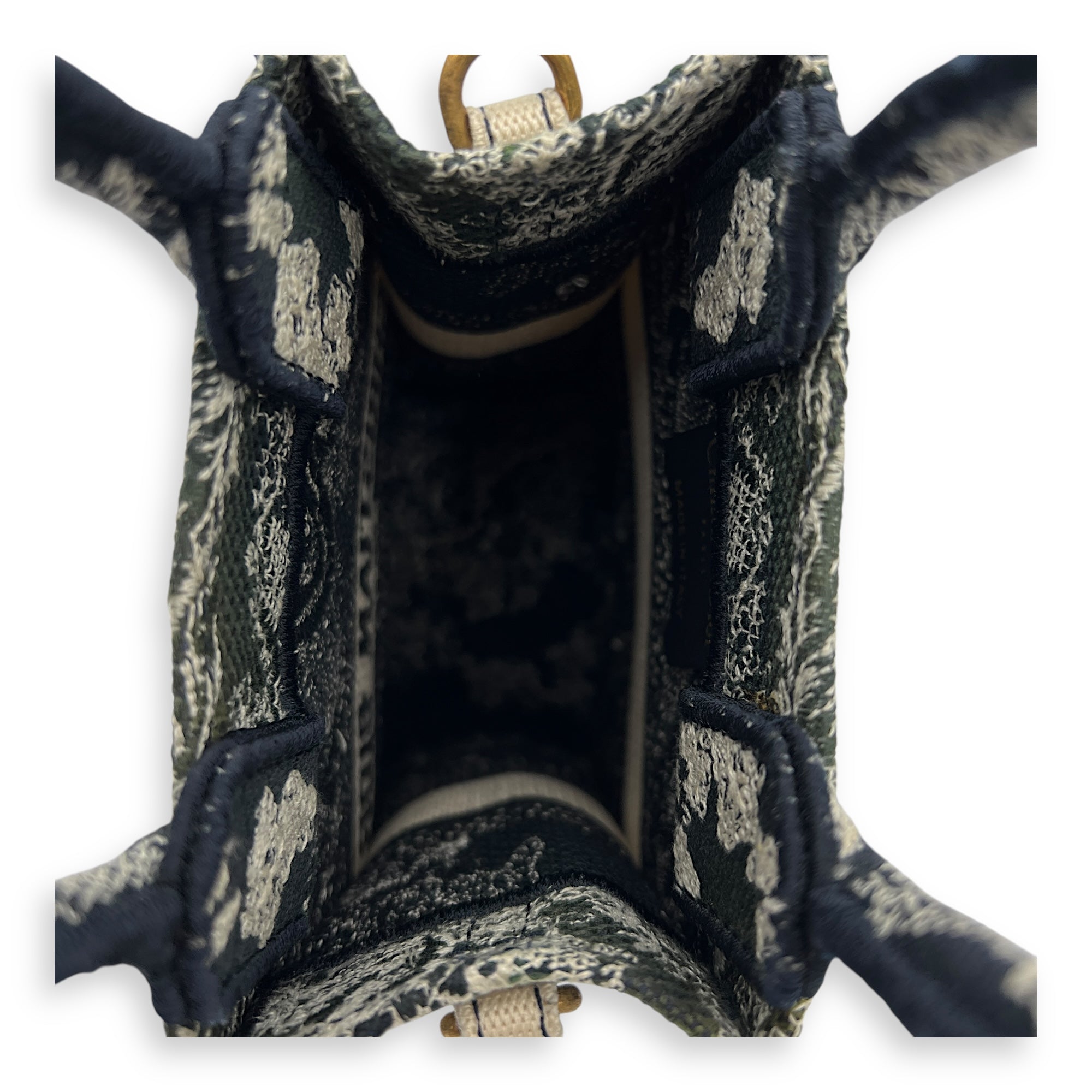 Book Tote Vertical Navy Crossbody Bag in Jacquard, Gold hardware - Image 7