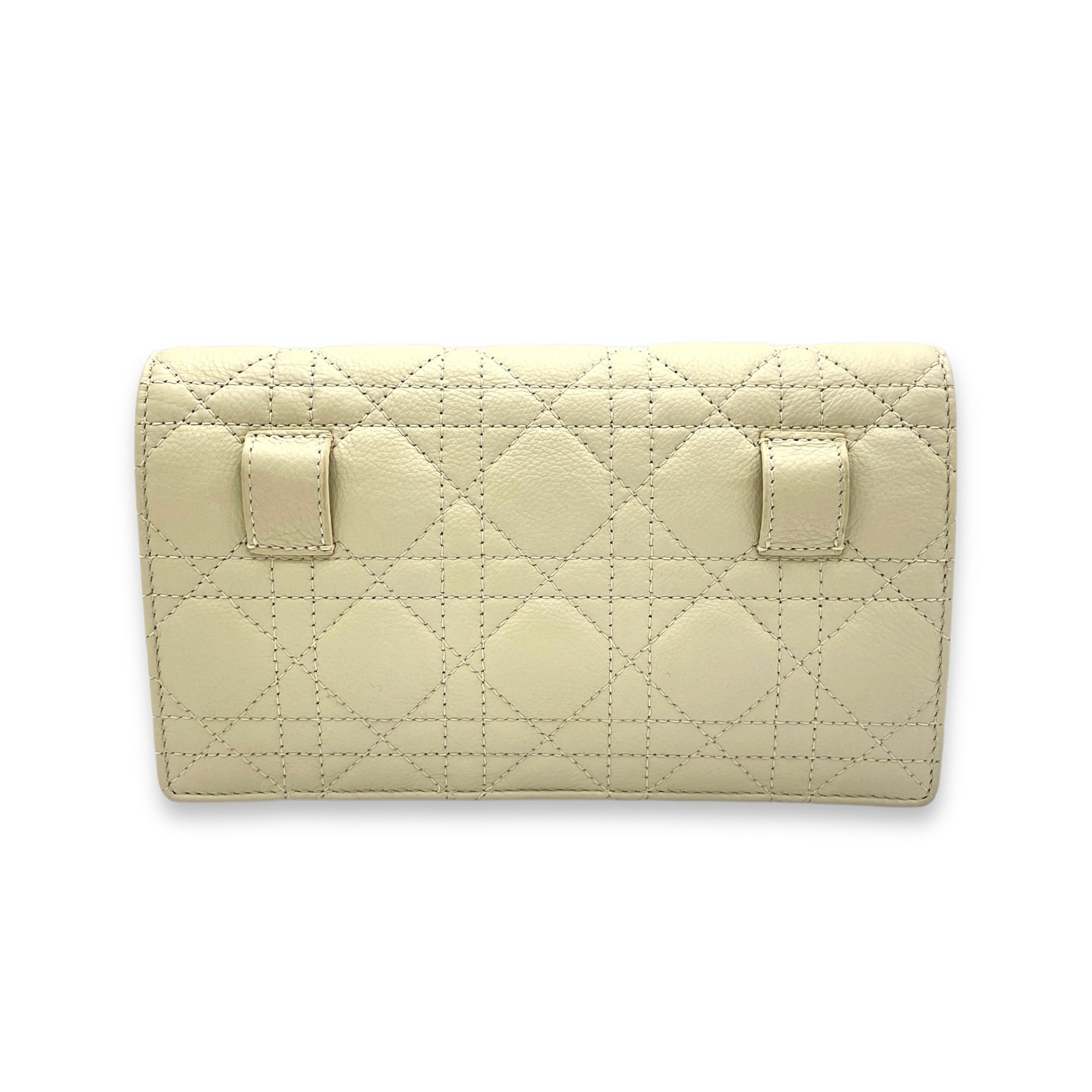 Dior Caro Pouch White in Calfskin, Gold hardware - Image 3