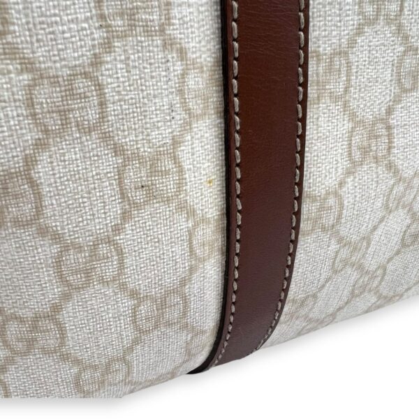 Boston White Top Handle Bag in Coated Canvas, Gold hardware - Image 11