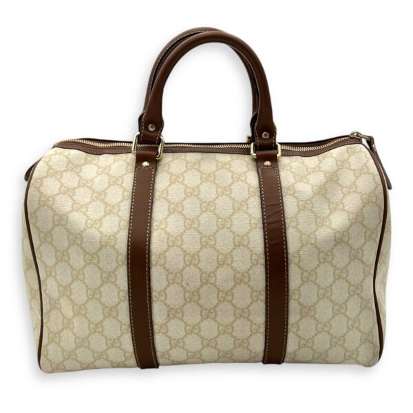 Boston White Top Handle Bag in Coated Canvas, Gold hardware - Image 3