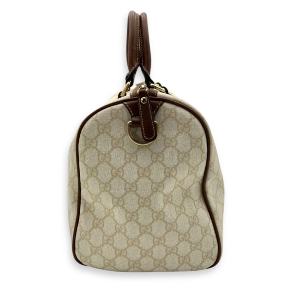 Boston White Top Handle Bag in Coated Canvas, Gold hardware - Image 4