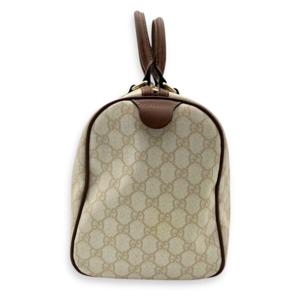 Boston White Top Handle Bag in Coated Canvas, Gold hardware - Image 5
