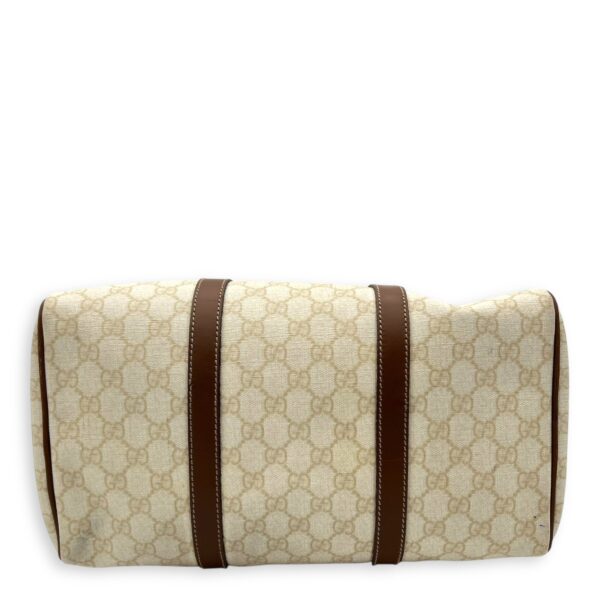 Boston White Top Handle Bag in Coated Canvas, Gold hardware - Image 6