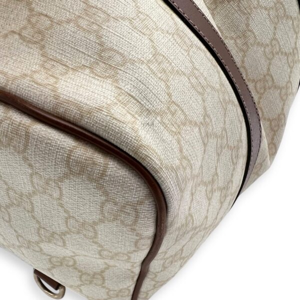 Boston White Top Handle Bag in Coated Canvas, Gold hardware - Image 7