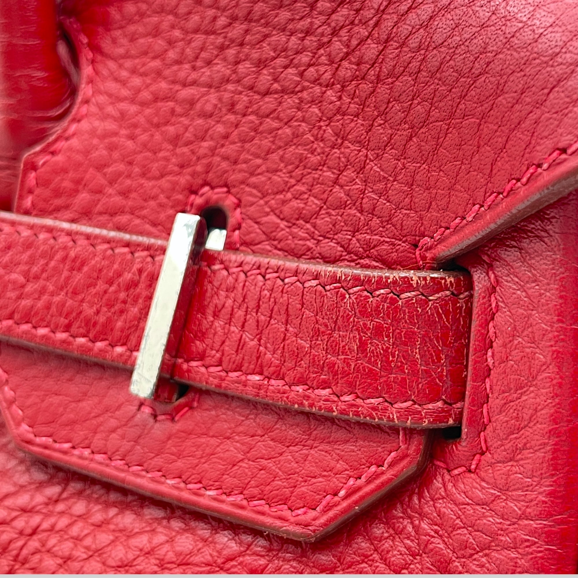 Birkin 30 Rouge Vif in Clemence, Silver hardware - Image 11