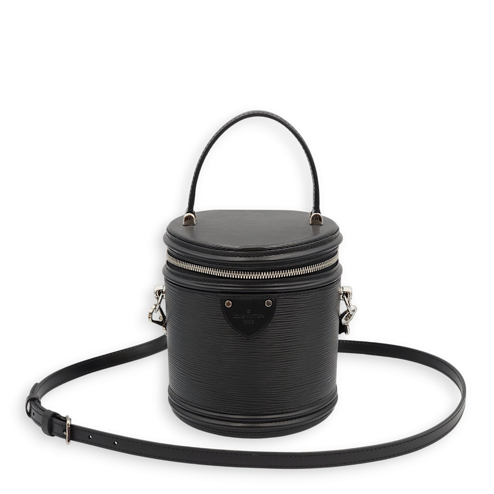 Cannes Black Top Handle Bag in Epi Leather, Palladium hardware - Image 7