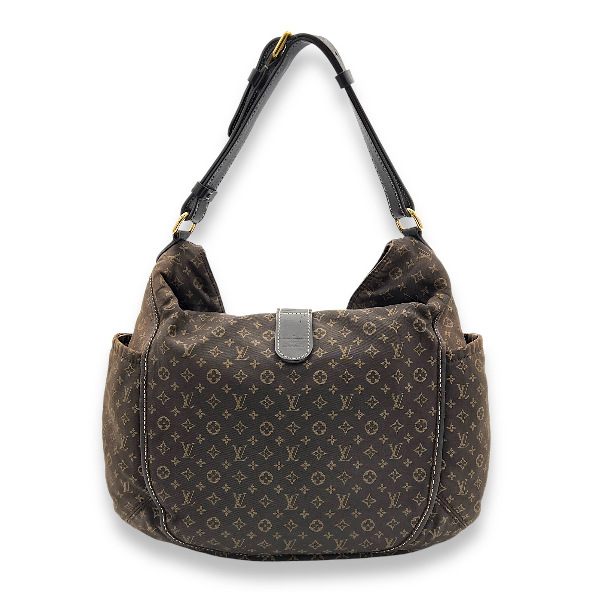 Fusain Idylle Romance Brown Shoulder Bag in Canvas, Gold hardware - Image 3