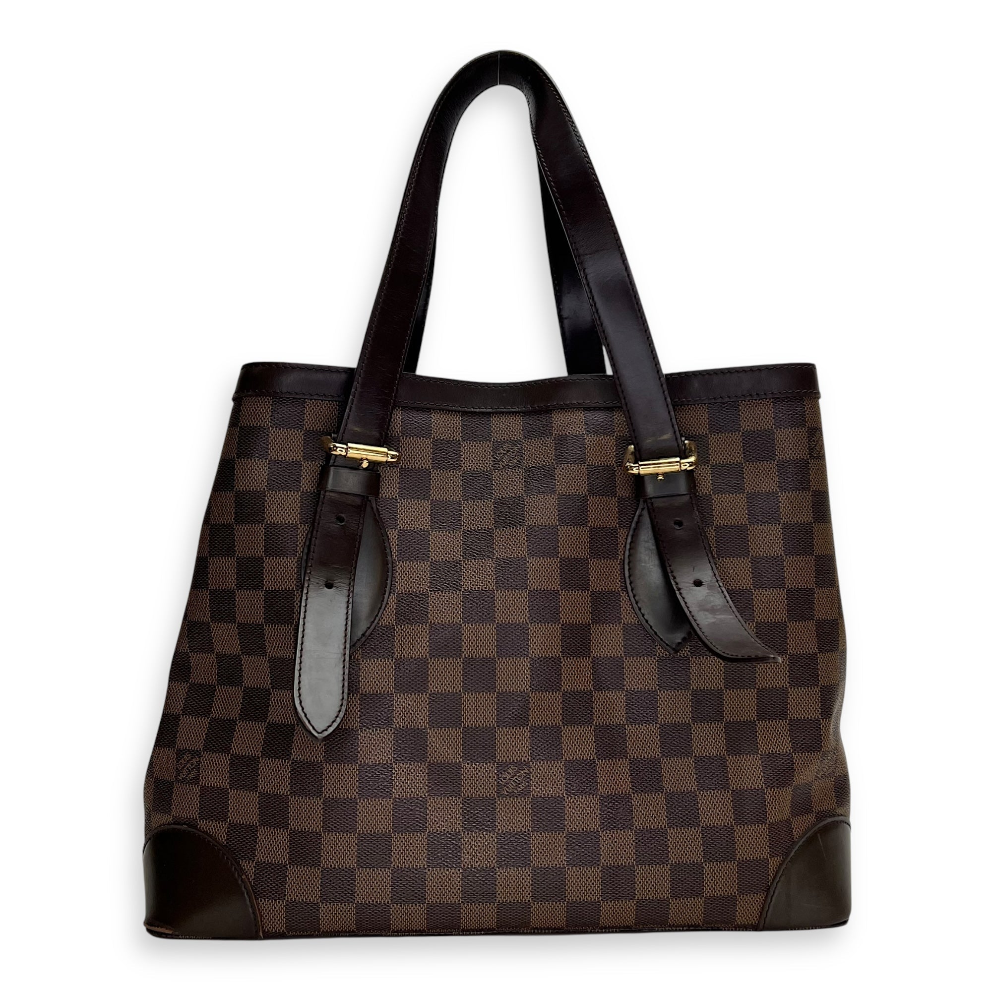 Hampstead MM Damier Ebene Top Handle Bag in Coated Canvas, Gold hardware - Image 3