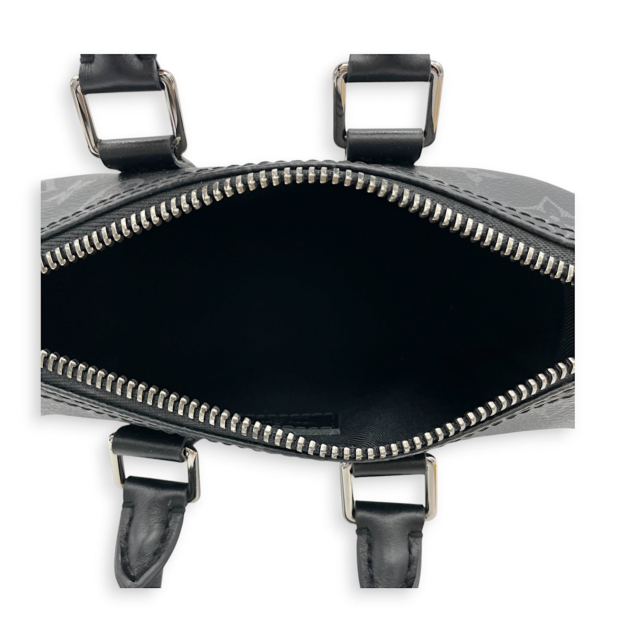 Keepall XS Grey Top Handle Bag in Monogram Coated Canvas, Silver hardware - Image 11