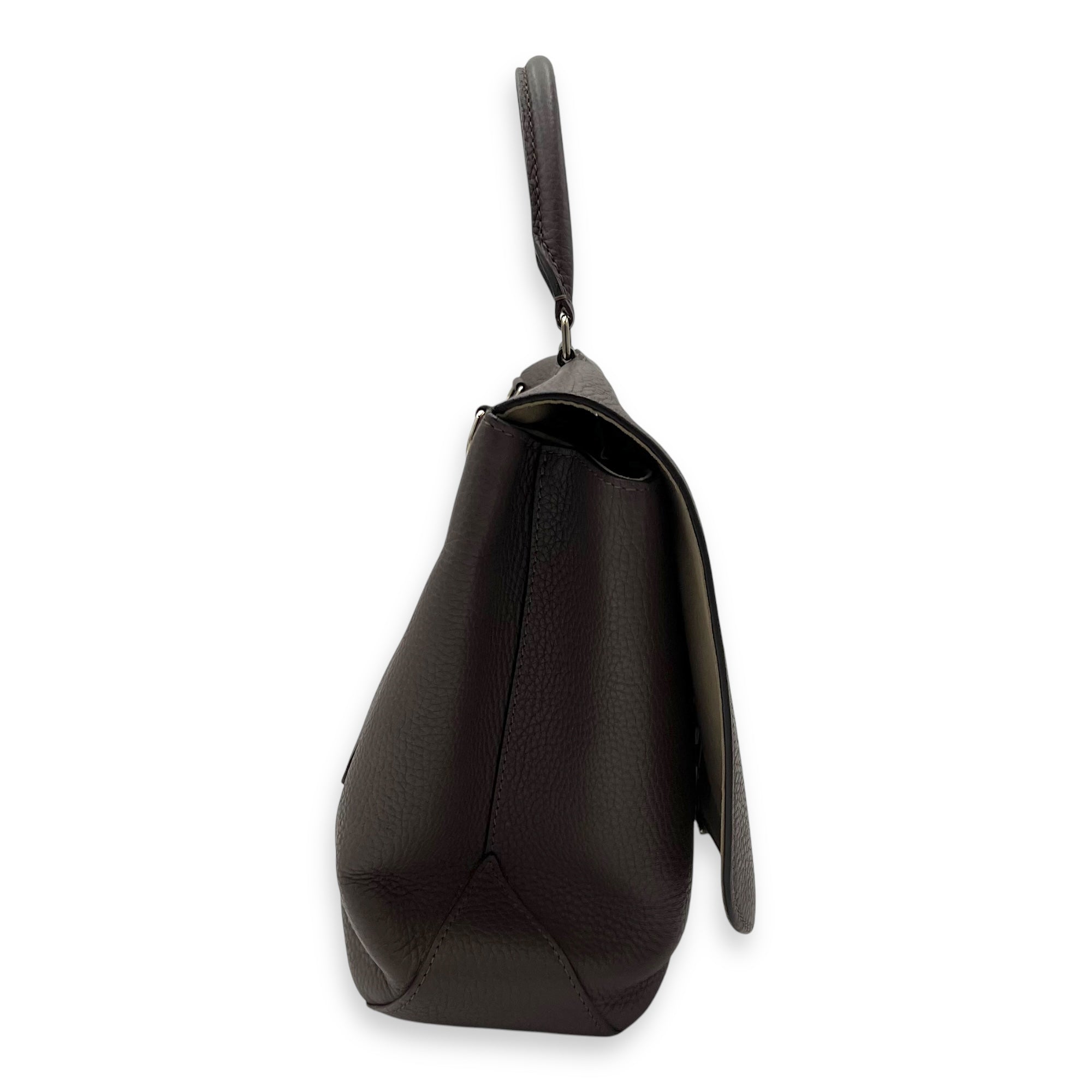 Volta Top Handle Bag Brown in Taurillon Leather, Silver hardware - Image 5