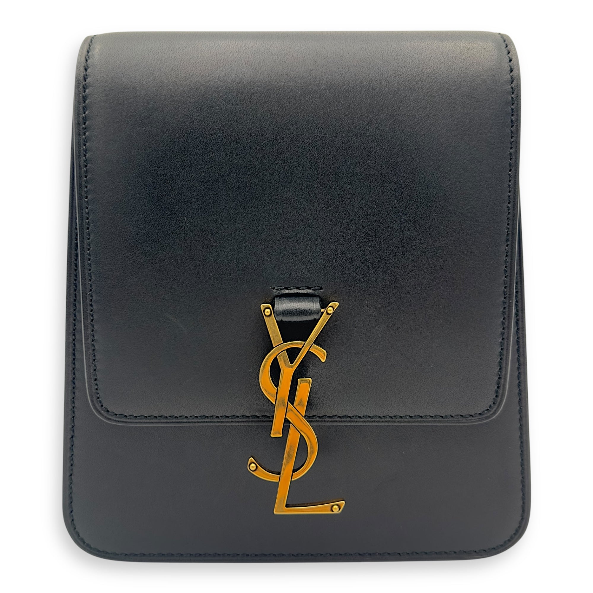 Kaia Crossbody Bag Black in Calfskin, Gold hardware