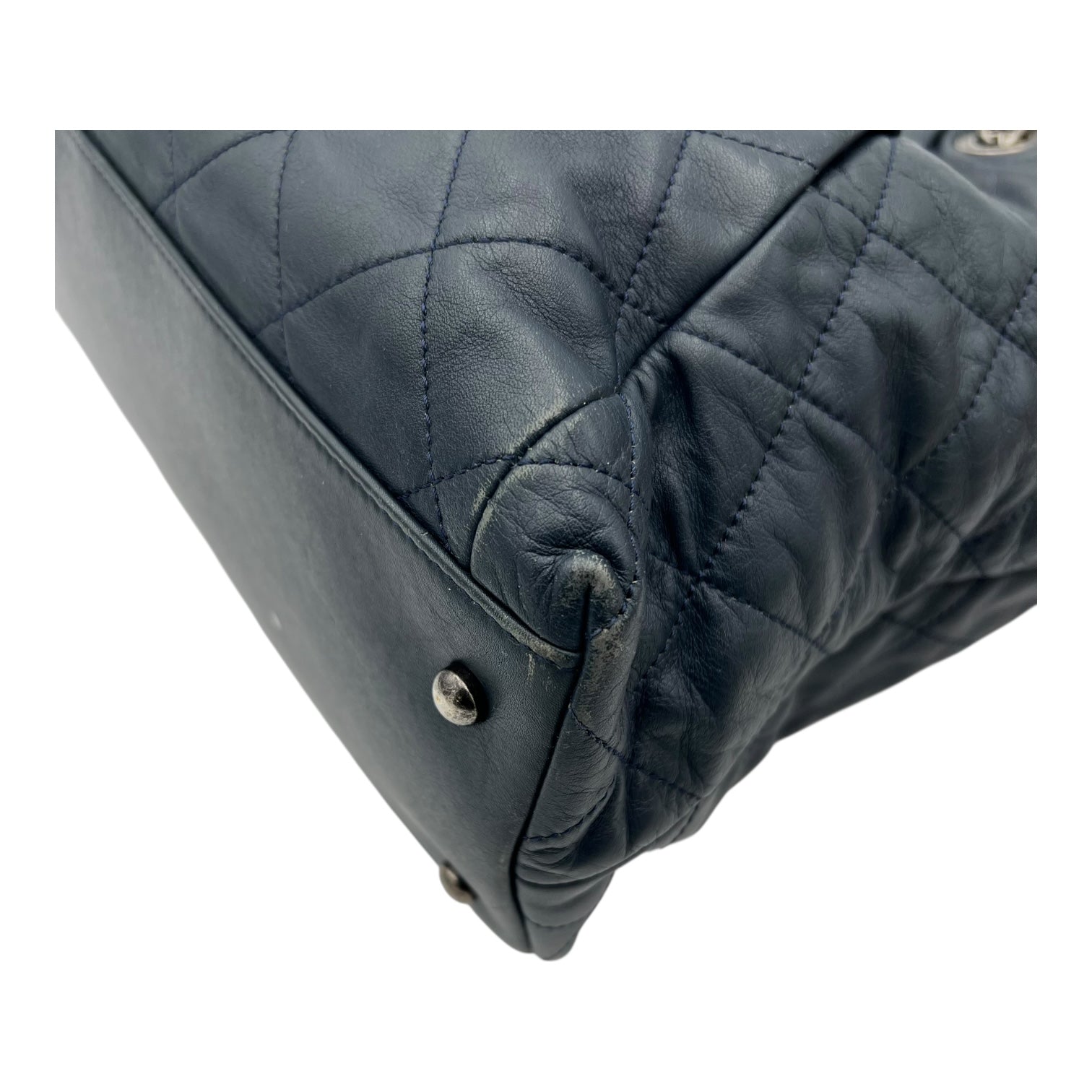 CC Shoulder Bag Blue in Calfskin, Ruthenium hardware - Image 18