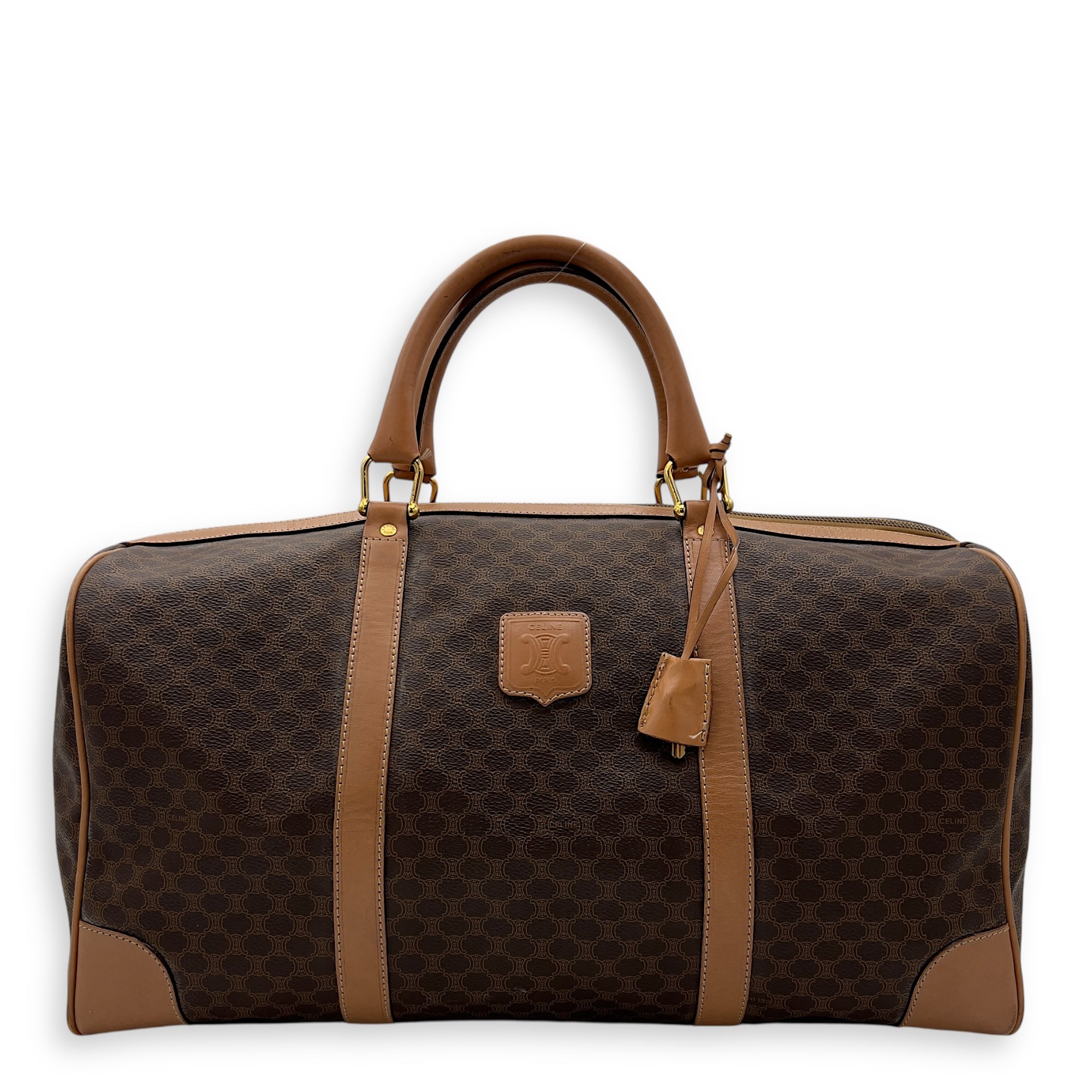 Macadam Duffle Bag Brown in Coated Canvas, Gold hardware