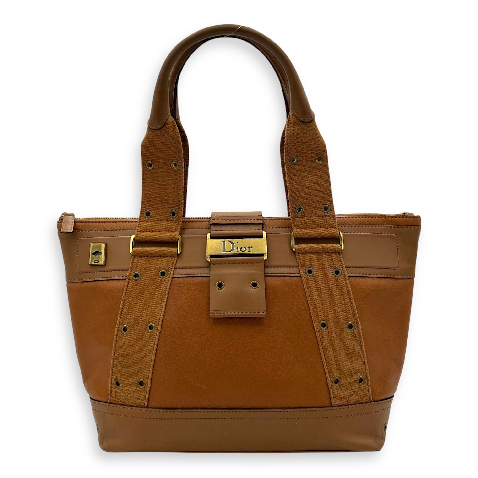 Street Chic Brown Shoulder Bag in Calfskin, Gold hardware