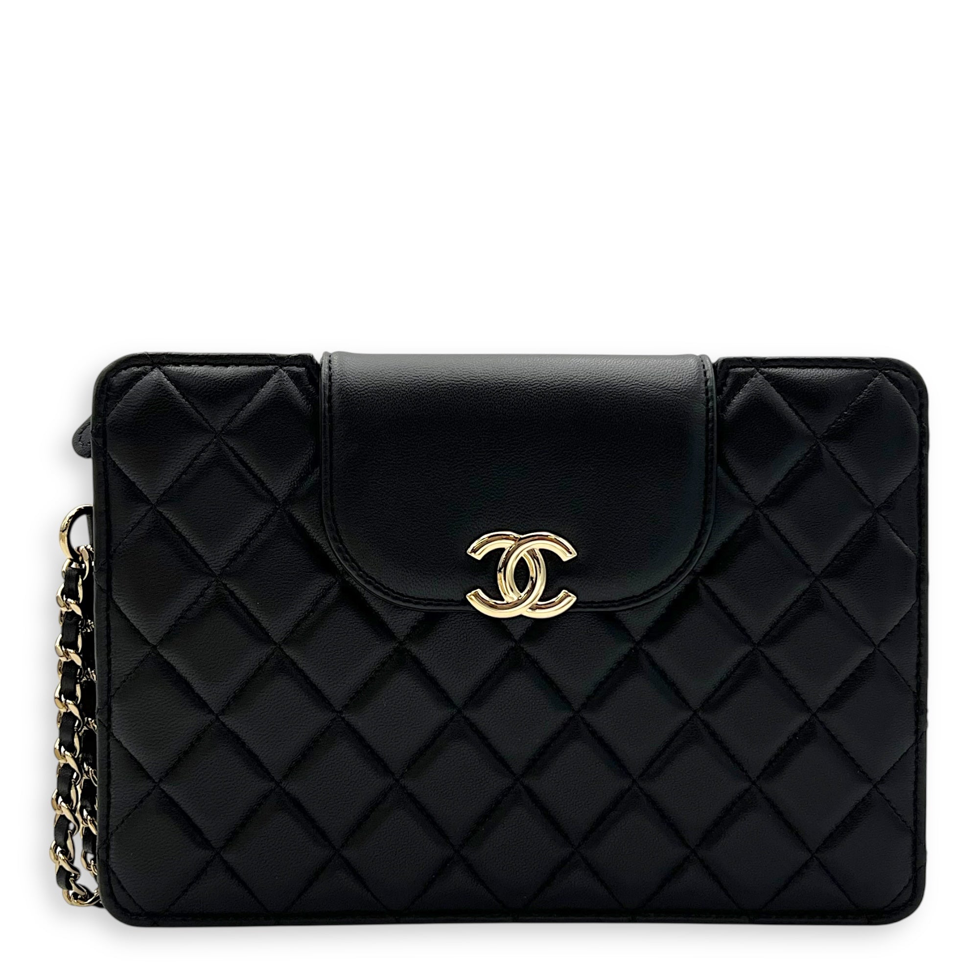 CC Clutch Black in Lambskin, Gold hardware