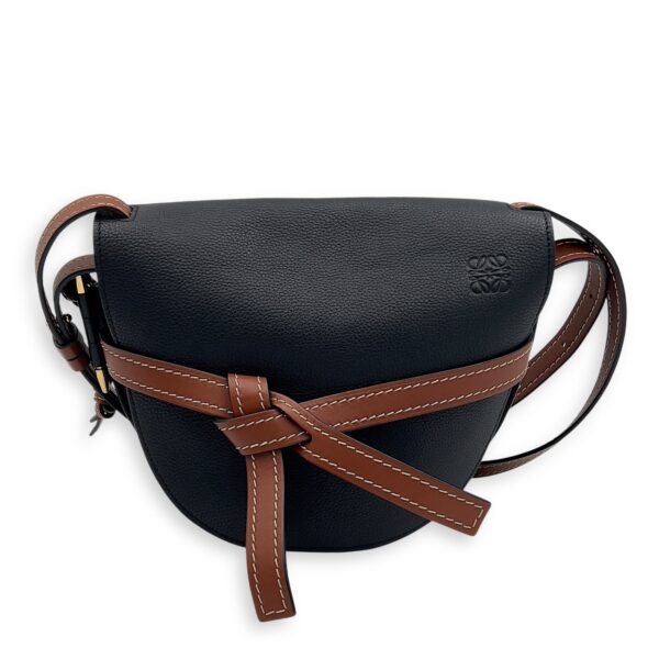 Gate Crossbody Bag Black in Calfskin, Gold hardware