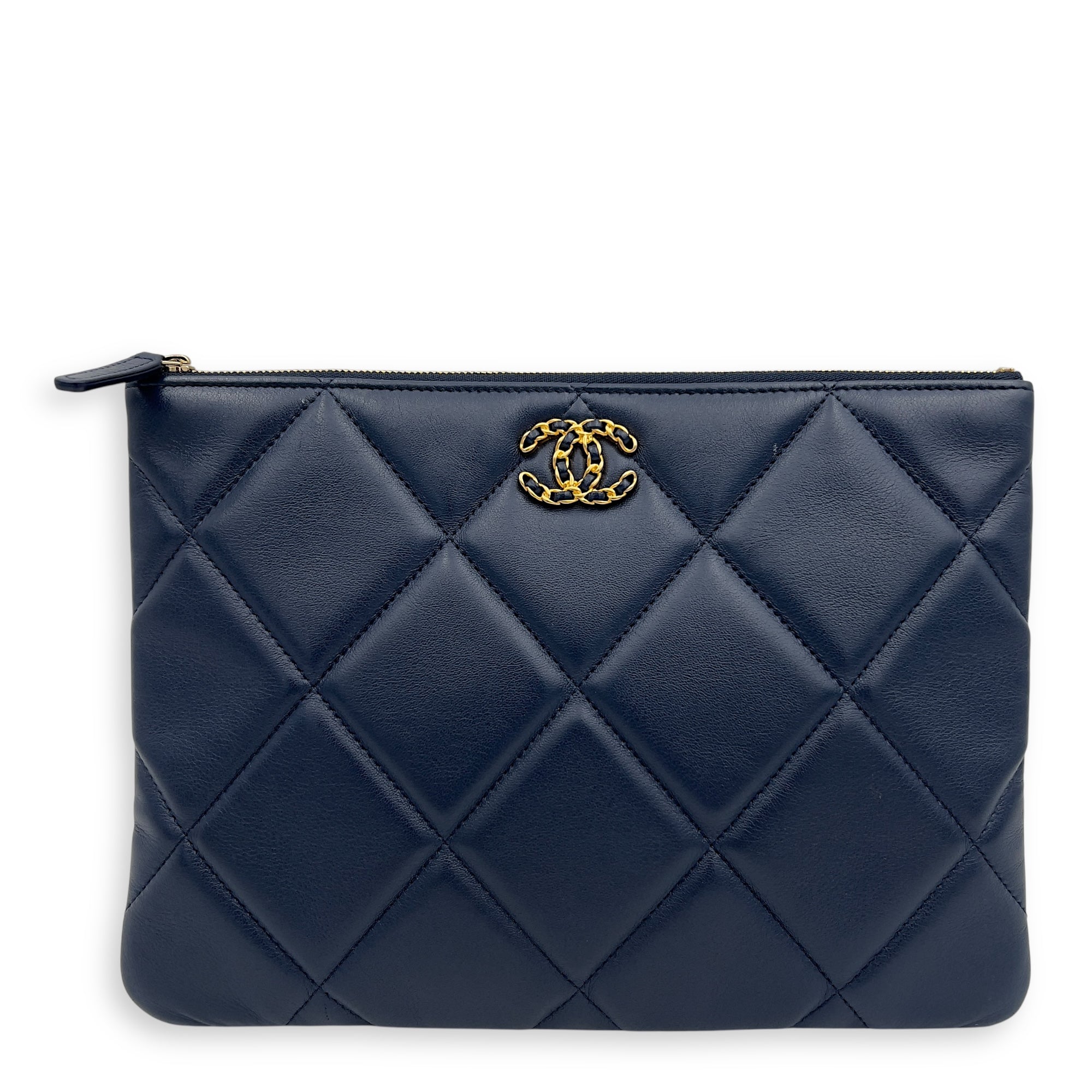 C19 Blue Pouch in Lambskin, Gold hardware