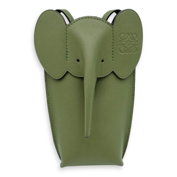 Elephant Pocket Crossbody Bag Green in Calfskin