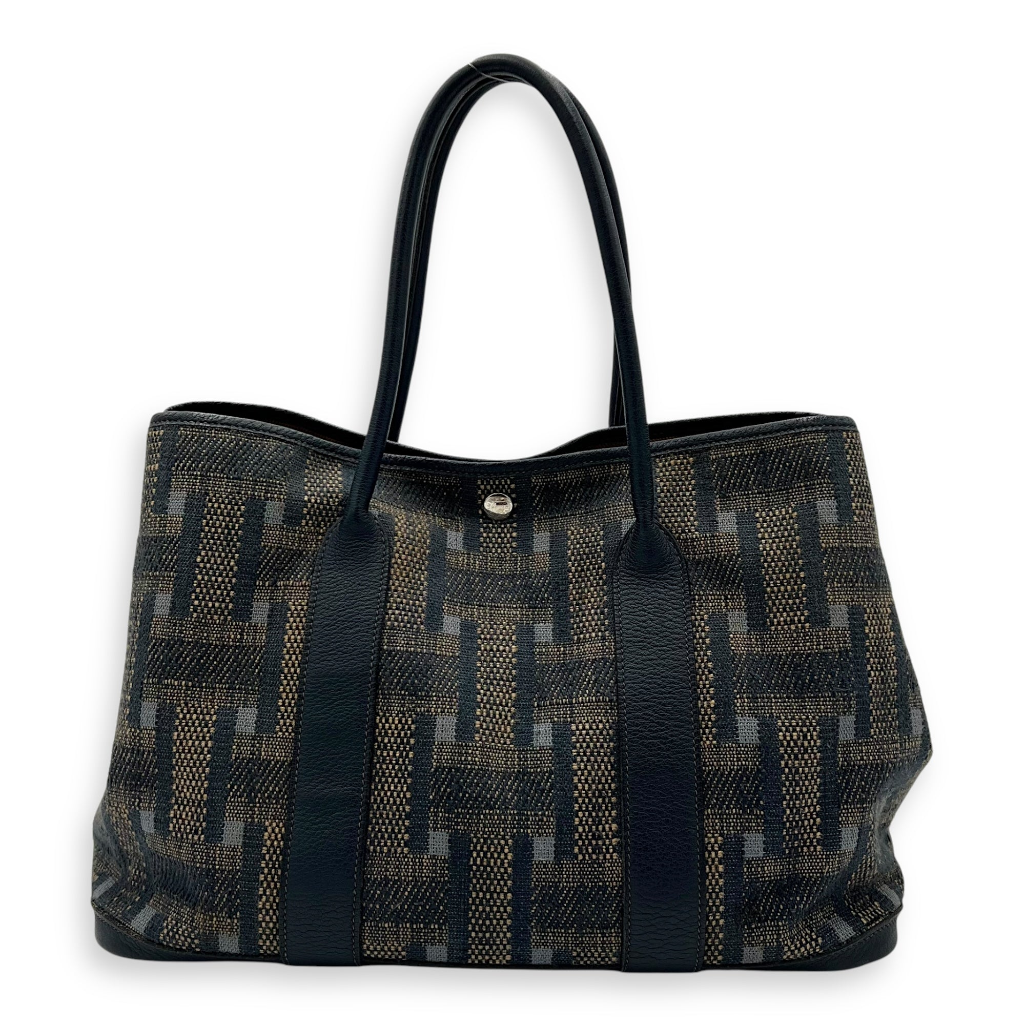 Garden Party 36 Blue Tote Bag in Tweed, Silver hardware - Image 3