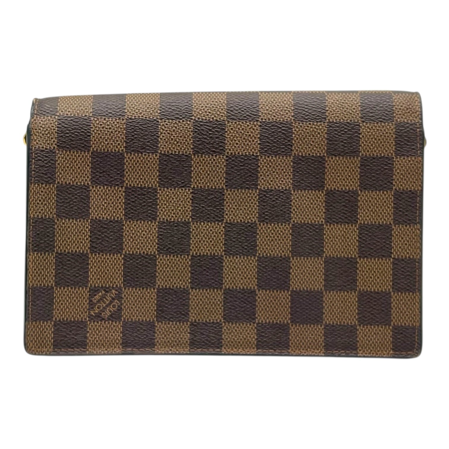 Vavin Wallet On Chain Damier Ebene in Coated Canvas, Gold hardware - Image 3