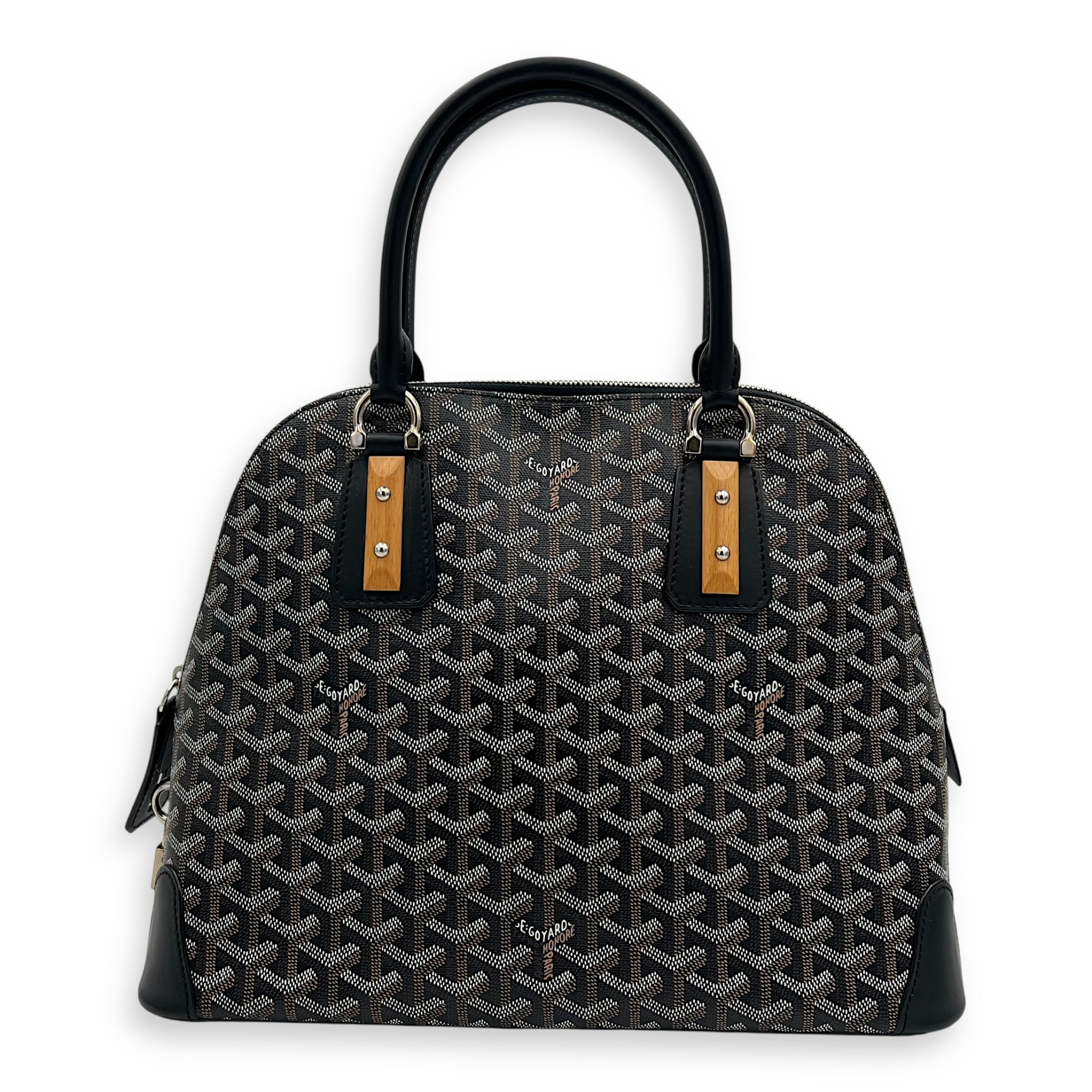 Vendome Top Handle Bag Black in Coated Canvas, Silver hardware - Image 3