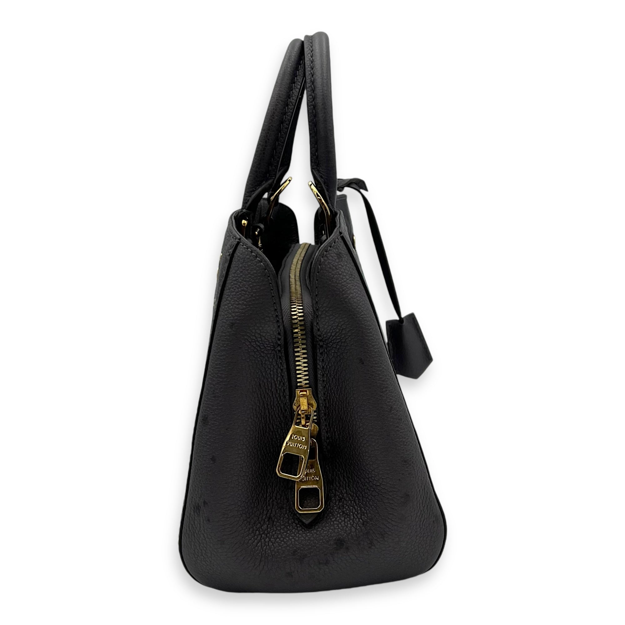 Montaigne Top Handle Bag BB Grey in Empreinte Leather, Gold hardware - Image 4