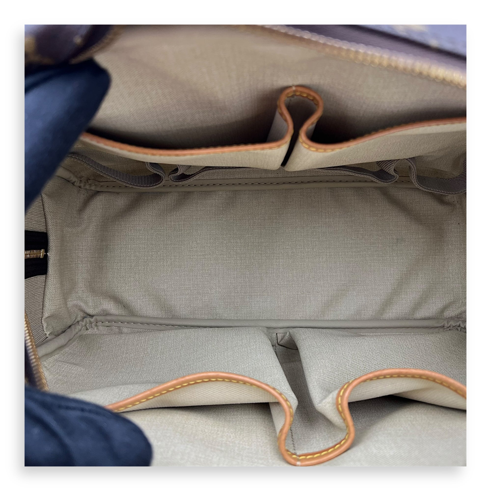 Deauville Brown Top handle Bag in Monogram Coated Canvas, Gold hardware - Image 7