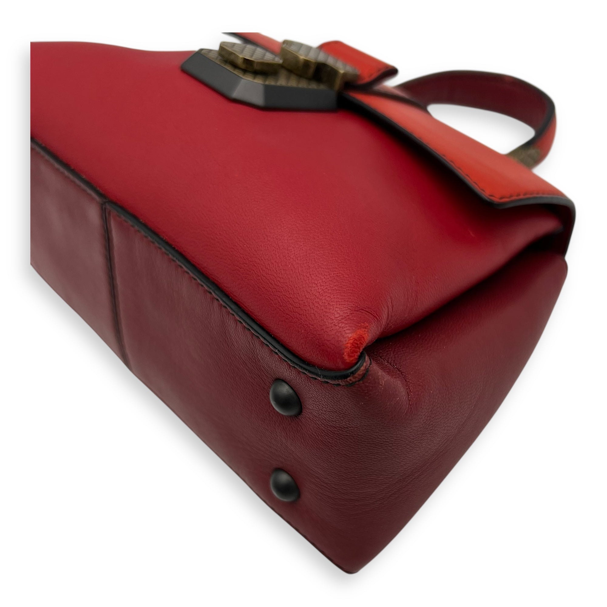 Piazza Top Handle Bag Red in Calfskin, Ruthenium hardware - Image 12