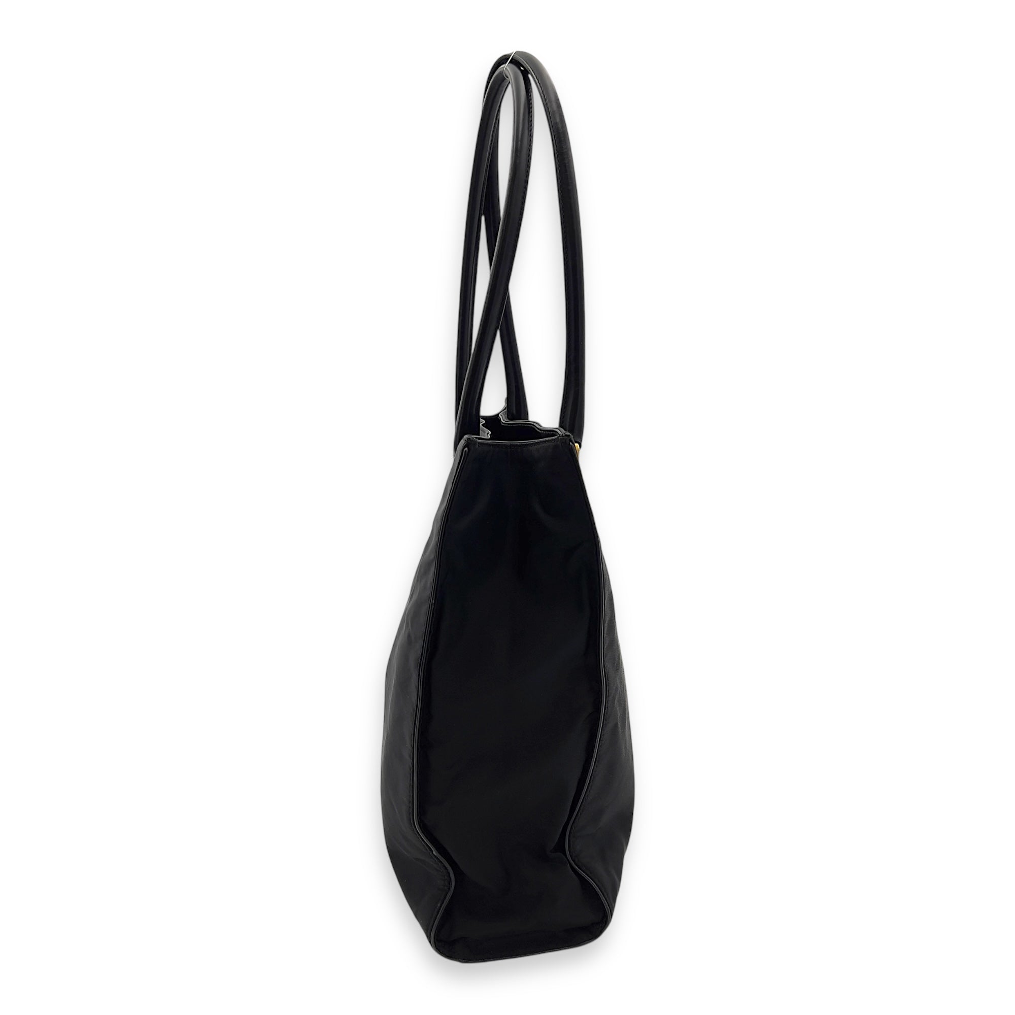 Logo Tote Bag Black in Nylon, Gold hardware - Image 4