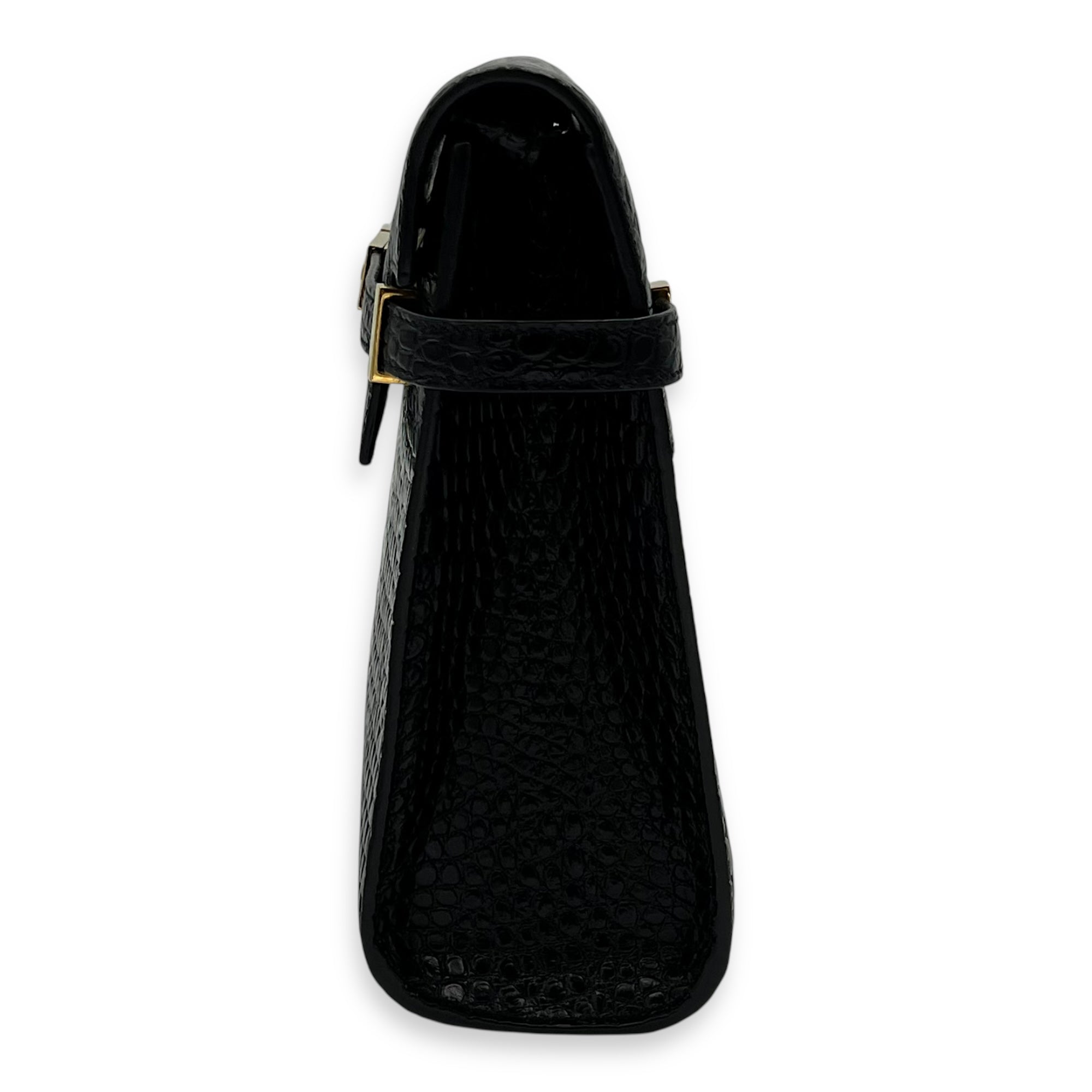 Manhattan Shoulder Bag Black in Crocodile Embossed Calfskin, Gold hardware - Image 4
