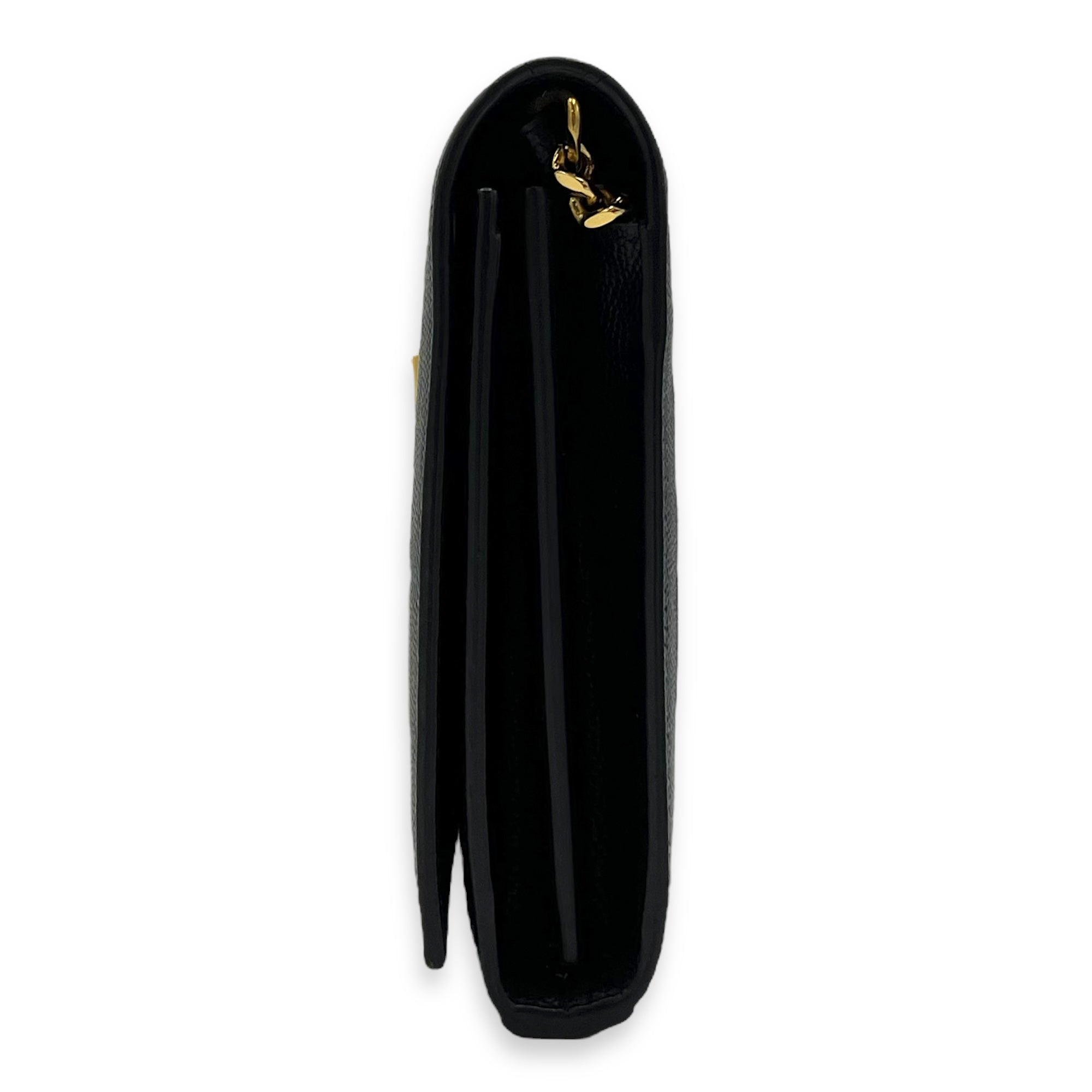 Star Monogram Black Wallet On Chain in Calfskin, Gold hardware - Image 4