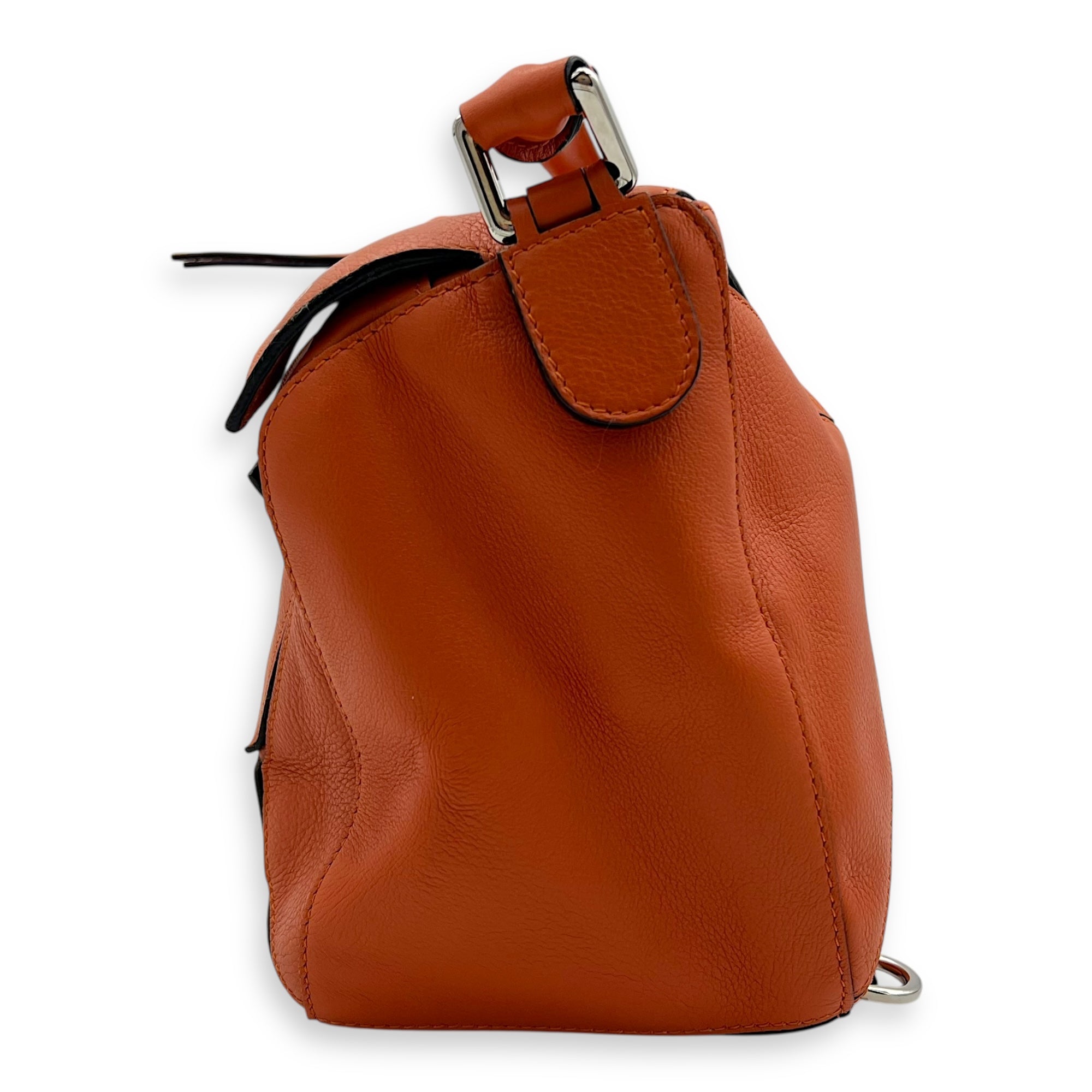 Puzzle Medium Orange Crossbody Bag in Calfskin, Silver hardware - Image 4